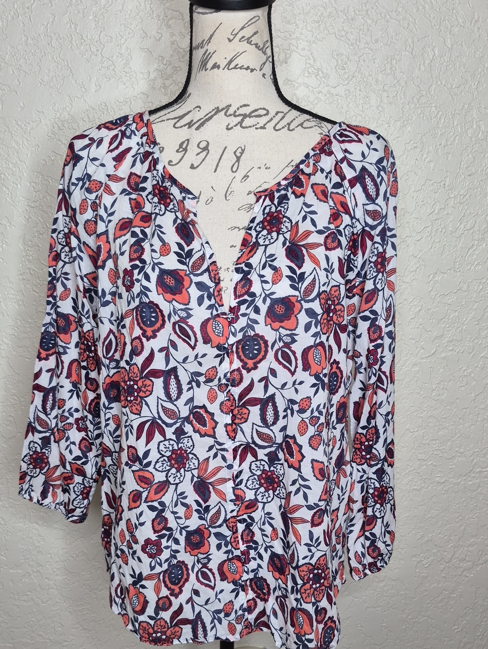 GAP Boho Popover Floral Print Top Size M